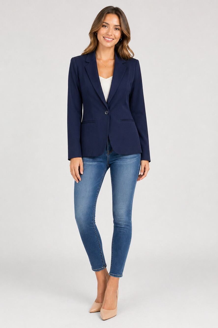Liverpool Long Sleeve Ponte Knit Blazer Navy Blue Womens Size Small NWT
